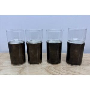 4 Vintage Retro Henry & Miller Kraftware 10oz faux leather Insulated Glasses #18